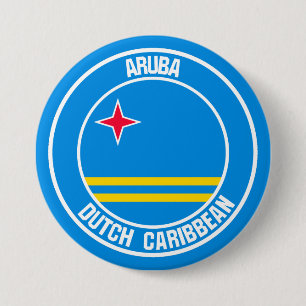 Chapa Redonda De 7 Cm Emblema redondo de Aruba