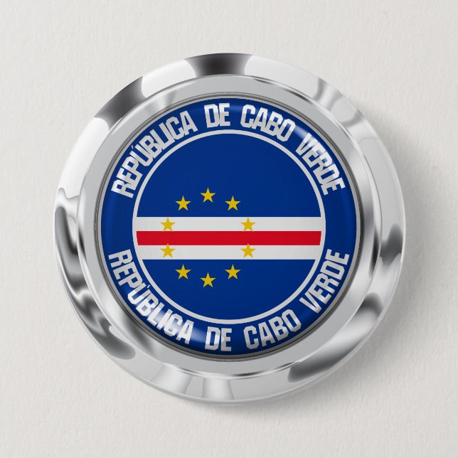 Chapa Redonda De 7 Cm Emblema redondo de Cabo Verde (Anverso)