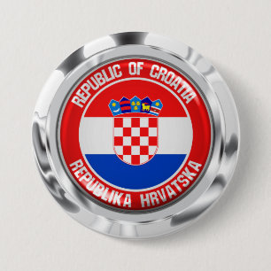Chapa Redonda De 7 Cm Emblema redondo de Croacia