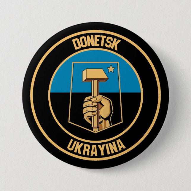 Chapa Redonda De 7 Cm Emblema redondo de Donetsk (Anverso)