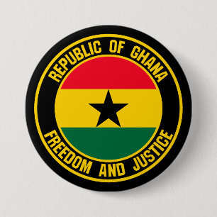 Chapa Redonda De 7 Cm Emblema redondo de Ghana