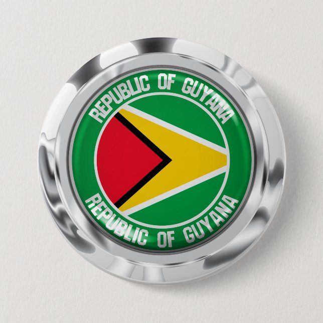 Chapa Redonda De 7 Cm Emblema redondo de Guyana (Anverso)