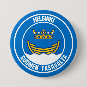 Chapa Redonda De 7 Cm Emblema redondo de Helsinki