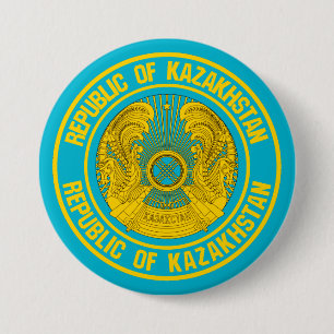 Chapa Redonda De 7 Cm Emblema redondo de Kazajistán