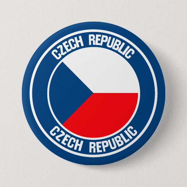 Chapa Redonda De 7 Cm Emblema redondo de la República Checa (Anverso)