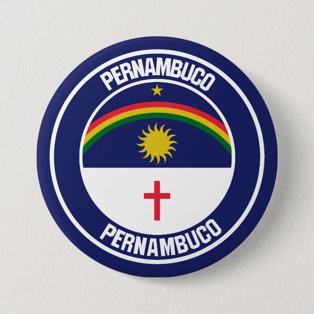 Chapa Redonda De 7 Cm Emblema redondo de Pernambuco (Anverso)
