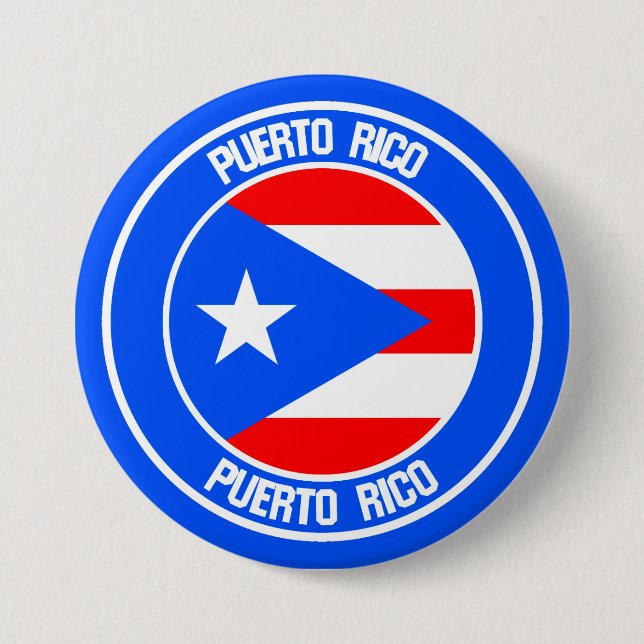 Chapa Redonda De 7 Cm Emblema redondo de Puerto Rico (Anverso)