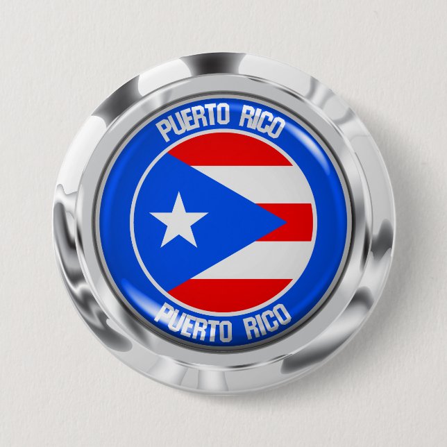 Chapa Redonda De 7 Cm Emblema redondo de Puerto Rico (Anverso)