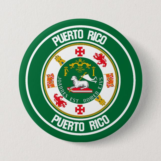 Chapa Redonda De 7 Cm Emblema redondo de Puerto Rico (Anverso)