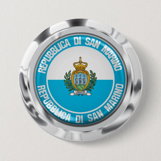 Chapa Redonda De 7 Cm Emblema redondo de San Marino (Anverso)