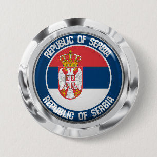 Chapa Redonda De 7 Cm Emblema redondo de Serbia