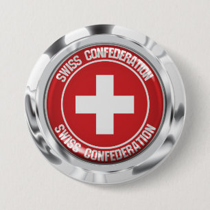 Chapa Redonda De 7 Cm Emblema redondo de Suiza