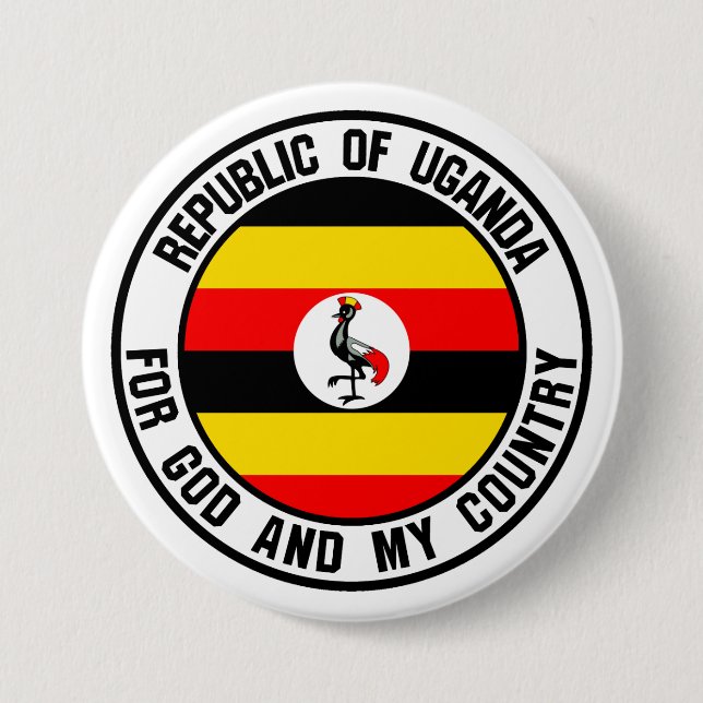 Chapa Redonda De 7 Cm Emblema Redondo de Uganda (Anverso)