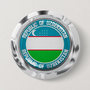 Chapa Redonda De 7 Cm Emblema redondo de Uzbekistán