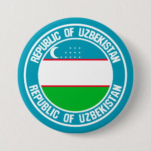 Chapa Redonda De 7 Cm Emblema redondo de Uzbekistán