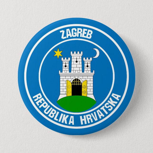 Chapa Redonda De 7 Cm Emblema redondo de Zagreb (Anverso)