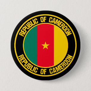 Chapa Redonda De 7 Cm Emblema redondo del Camerún