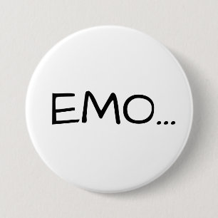 CHAPA REDONDA DE 7 CM "EMO…" PIN (BLANCO)
