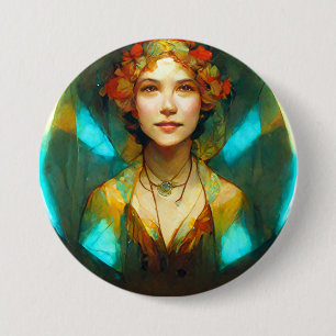 Chapa Redonda De 7 Cm En La Fantasía Art Nouveau Ligera