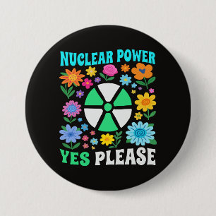 Chapa Redonda De 7 Cm Energía Nuclear Sí Por Favor Flores De Energía Lim