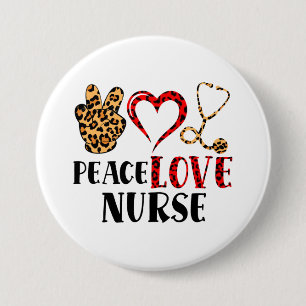 Chapa Redonda De 7 Cm Enfermera de amor por la paz - Diseño de enfermera