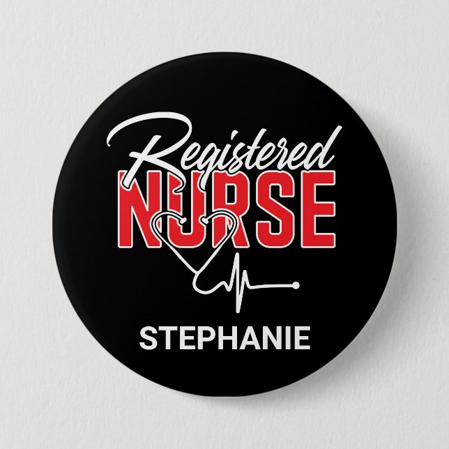 Chapa Redonda De 7 Cm Enfermera inscrita RN (Anverso)