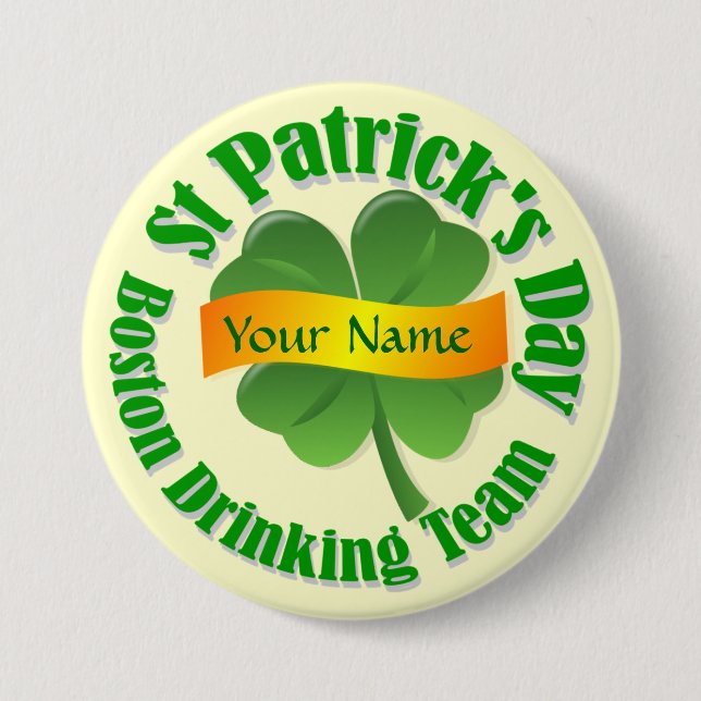 Chapa Redonda De 7 Cm Equipo de bebidas de Boston St Patrick's (Anverso)