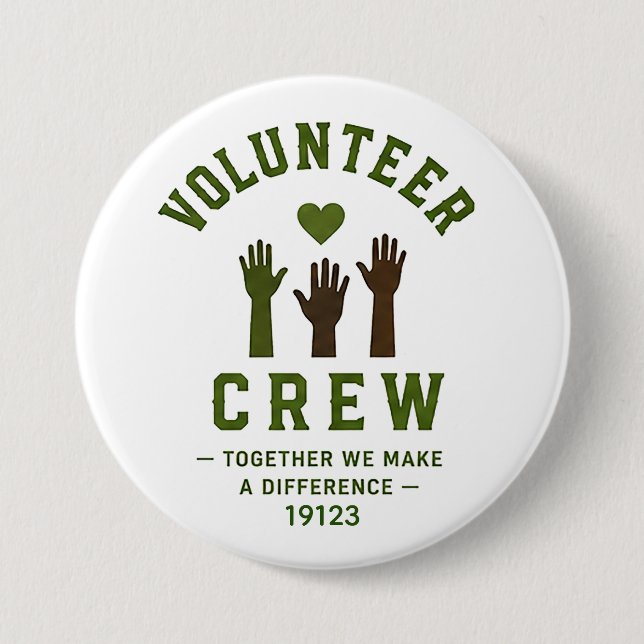 Chapa Redonda De 7 Cm ❤️ Equipo de Voluntarios Servicio Comunitario ❤️ (Anverso)