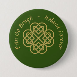Chapa Redonda De 7 Cm Erin Go Bragh Gold Celtic Shamrock