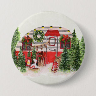 Chapa Redonda De 7 Cm Escena Rústica de Camper navidades