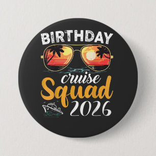 Chapa Redonda De 7 Cm Escuadrón de crucero de cumpleaños 2026 Vacaciones