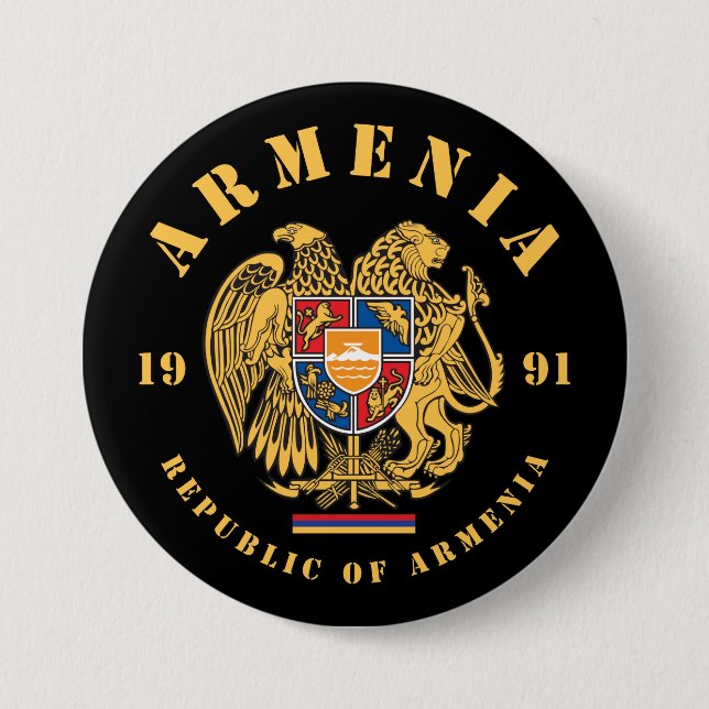 Chapa Redonda De 7 Cm Escudo de armas de Armenia (Anverso)