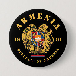 Chapa Redonda De 7 Cm Escudo de armas de Armenia