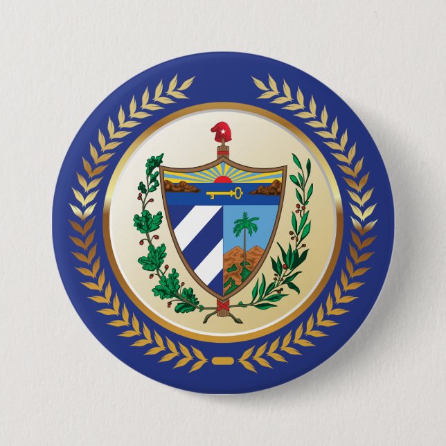 Chapa Redonda De 7 Cm Escudo de armas de Cuba (Anverso)