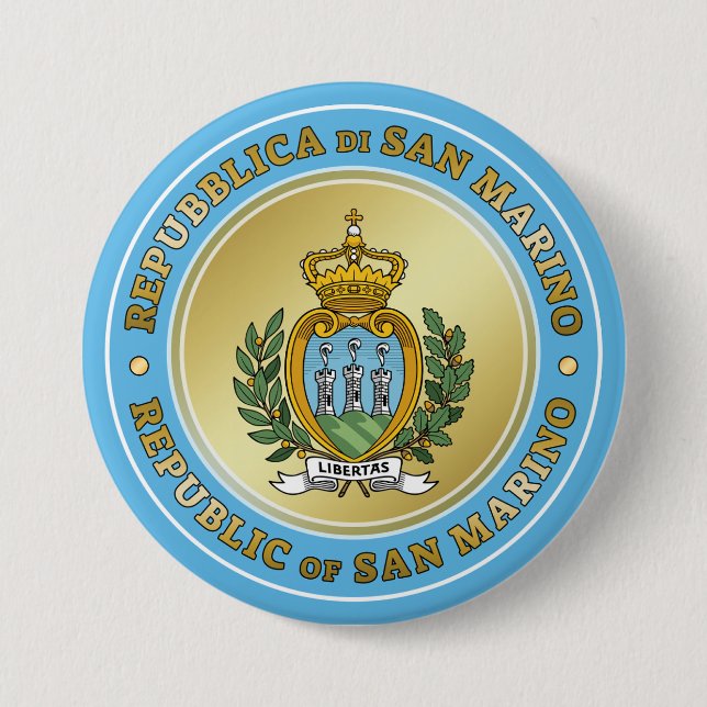 Chapa Redonda De 7 Cm Escudo de armas de San Marino (Anverso)