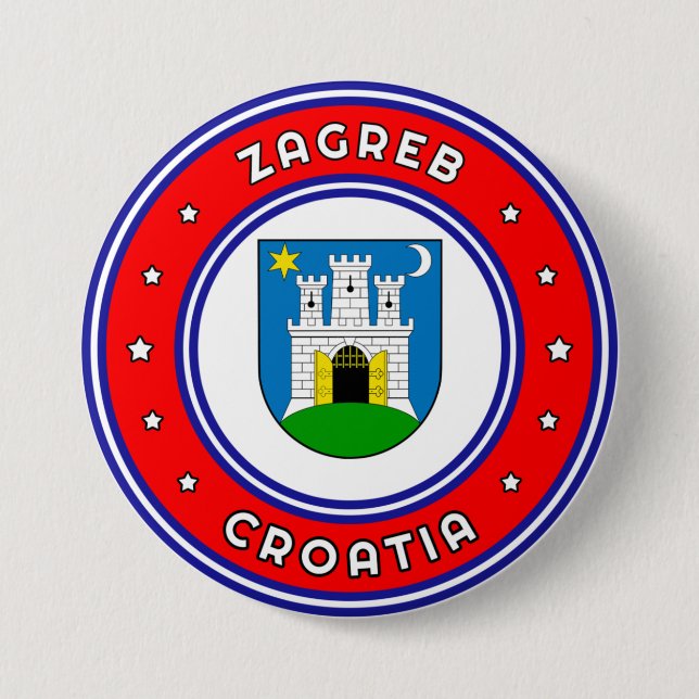 Chapa Redonda De 7 Cm Escudo De Armas De Zagreb Croacia (Anverso)
