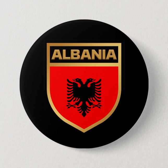 Chapa Redonda De 7 Cm Escudo de bandera de Albania (Anverso)