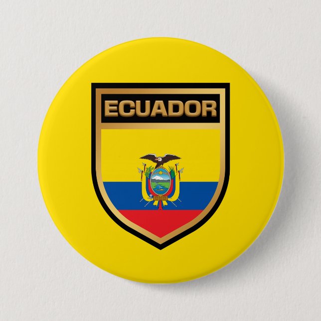 Chapa Redonda De 7 Cm Escudo de Bandera de Ecuador (Anverso)