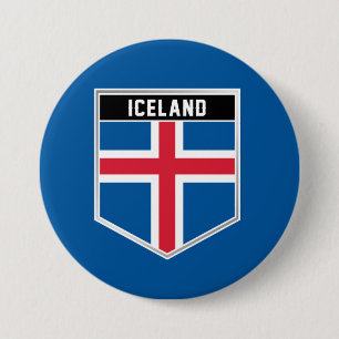 Chapa Redonda De 7 Cm Escudo de bandera de Islandia