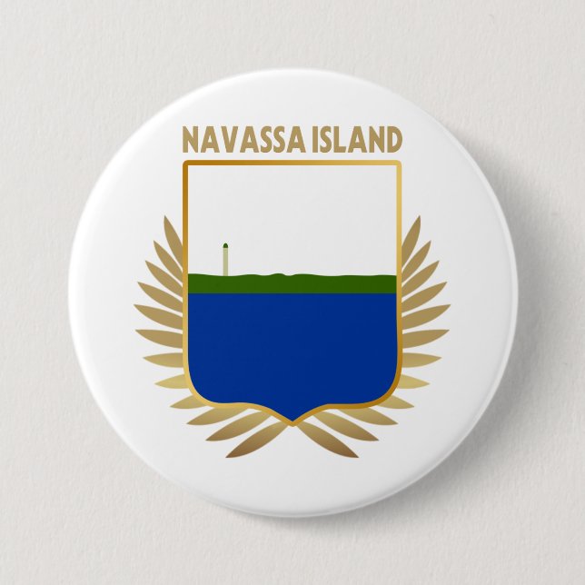 Chapa Redonda De 7 Cm Escudo de bandera de la isla de Navassa (Anverso)