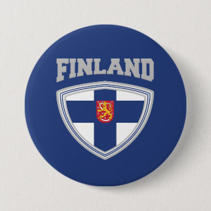 Chapa Redonda De 7 Cm Escudo y emblema de la bandera de Finlandia