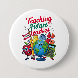 Chapa Redonda De 7 Cm Escuela de profesores de futuros líderes retro