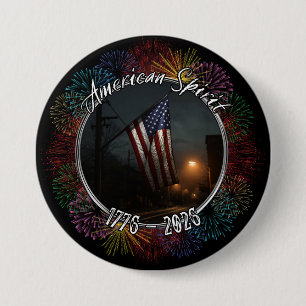 Chapa Redonda De 7 Cm Espíritu Patriótico Americano Bandera 1776 - 2026