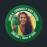Chapa Redonda De 7 Cm Espíritu verde animador foto escuela secundaria<br><div class="desc">Este genial regalo de fotos de animadores de la escuela secundaria personalizada incluye tipografía blanca de su equipo y nombre del jugador sobre un botón verde. Personalice con la fotografía de su estudiante y el año de clase como un orgulloso padre animador. Una madre y un padre pueden usar estos...</div>