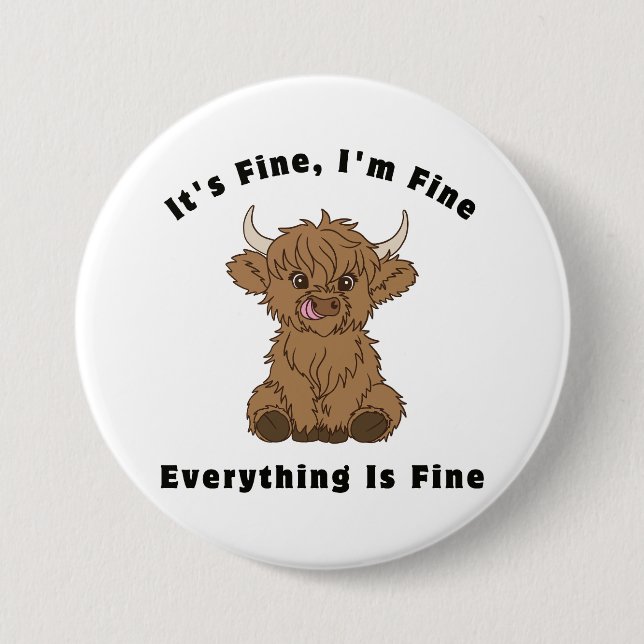 Chapa Redonda De 7 Cm Está bien, estoy bien, todo está bien. (Anverso)