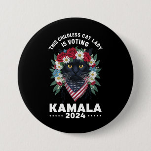 Chapa Redonda De 7 Cm Esta Señora Gata Sin Hijos Está Votando Kamala