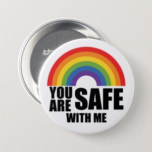Chapa Redonda De 7 Cm Estás A Salvo Conmigo El Orgullo Arcoiris LGBTQ