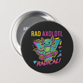 Chapa Redonda De 7 Cm Estilo vintage de los 90 Axolotl Skateboard Rad ne