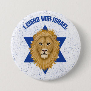 Chapa Redonda De 7 Cm Estoy Con Israel. León de la Estrella de David