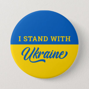 Chapa Redonda De 7 Cm Estoy de pie con Ucrania Bandera Azul Amarilla Ucr